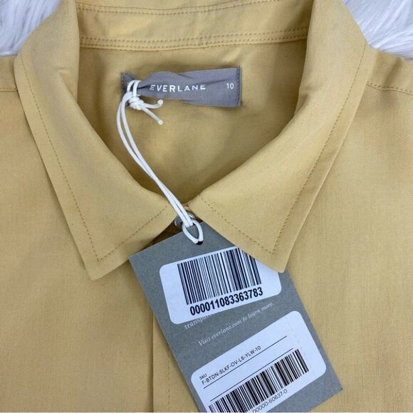Everlane‎ Women's NWT Yellow Silk Relaxed Long Sleeve Designer Shirt 10/C46 - Picture 6 of 11
